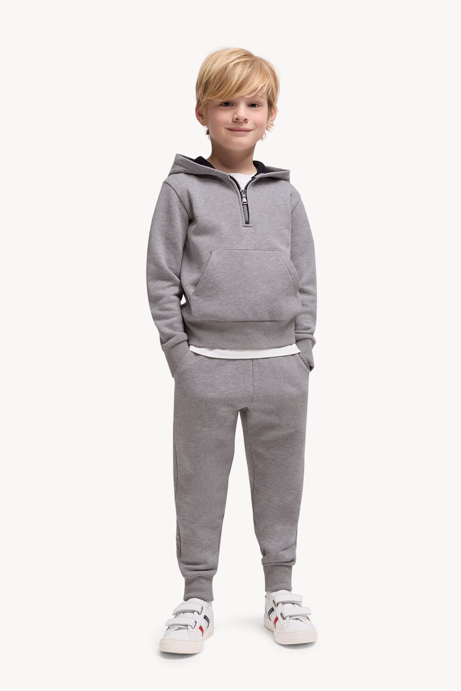 Cotton Sweatsuit Set Boy Grey Moncler 2